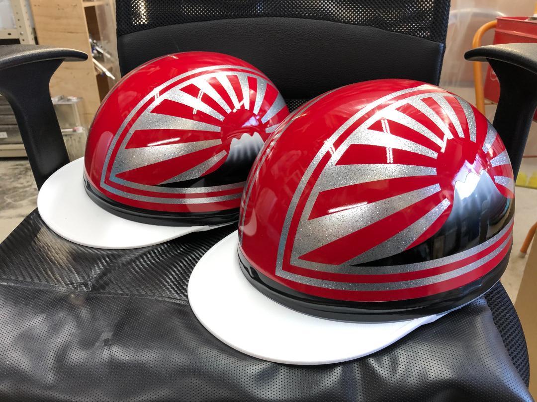コルク半　カスタム　富士日章　三つボタン　ソリッドレッドシルバー　ラメ　セット コルク半 カスタム 富士日章 三つボタン ソリッドレッドシルバー