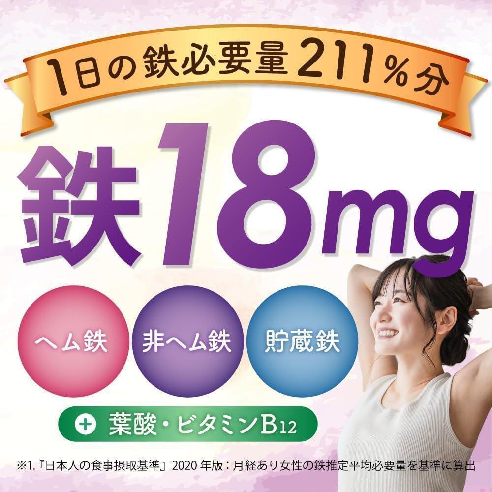 最終価格【3セットおまけ付❣️】鉄サプリ⭐️18mg 葉酸 ビタミンB12 ３ヶ月分