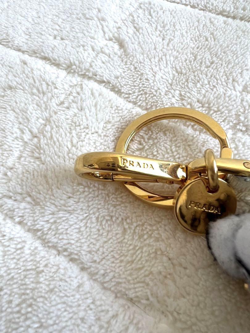 Prada Vintage Crystal Bear Charm Keyring Keychain Light Blue