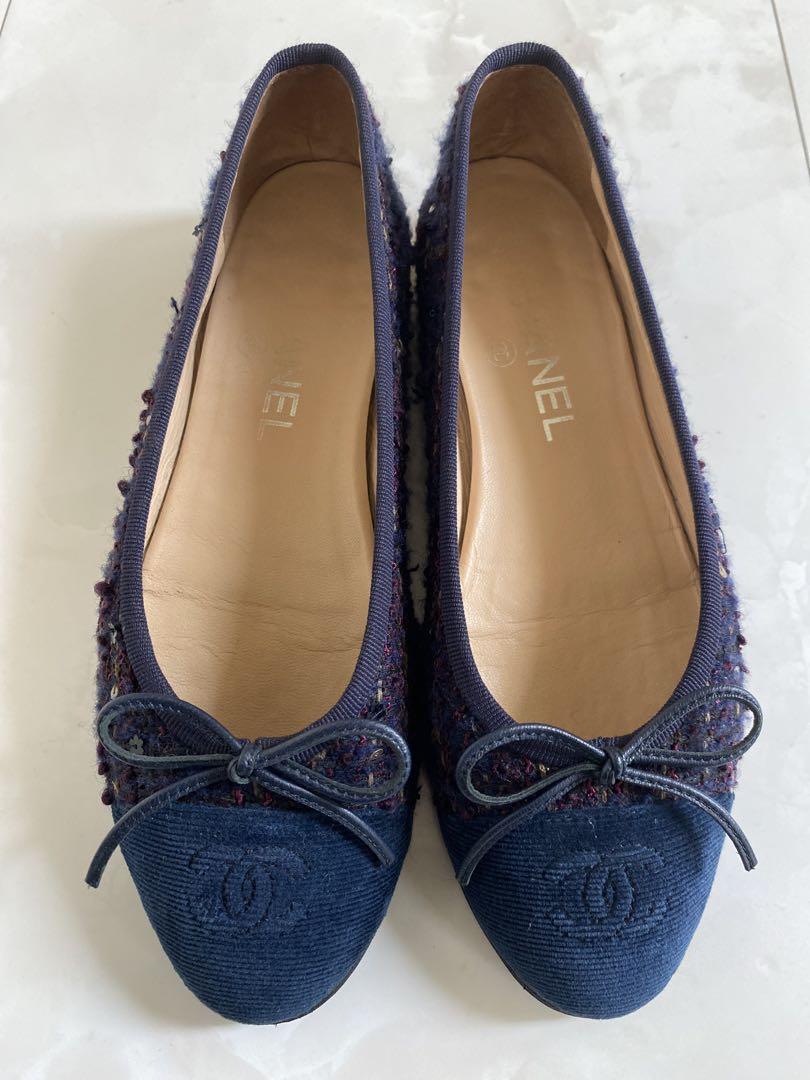 美品 CHANEL ツイード バレエシューズ 36 バレリーナ シャネル