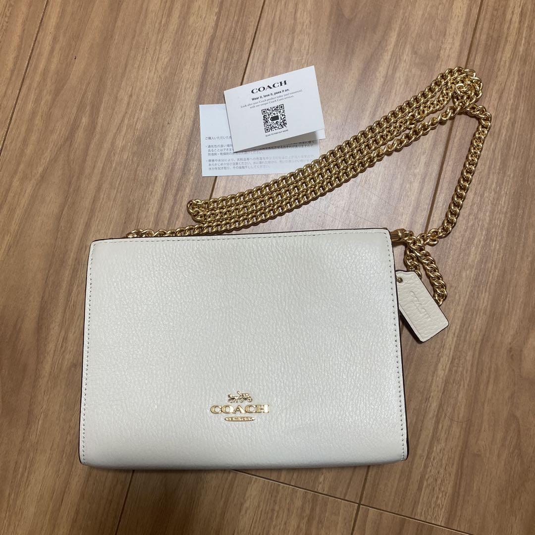 COACH ホワイトレザー ショルダーバッグ