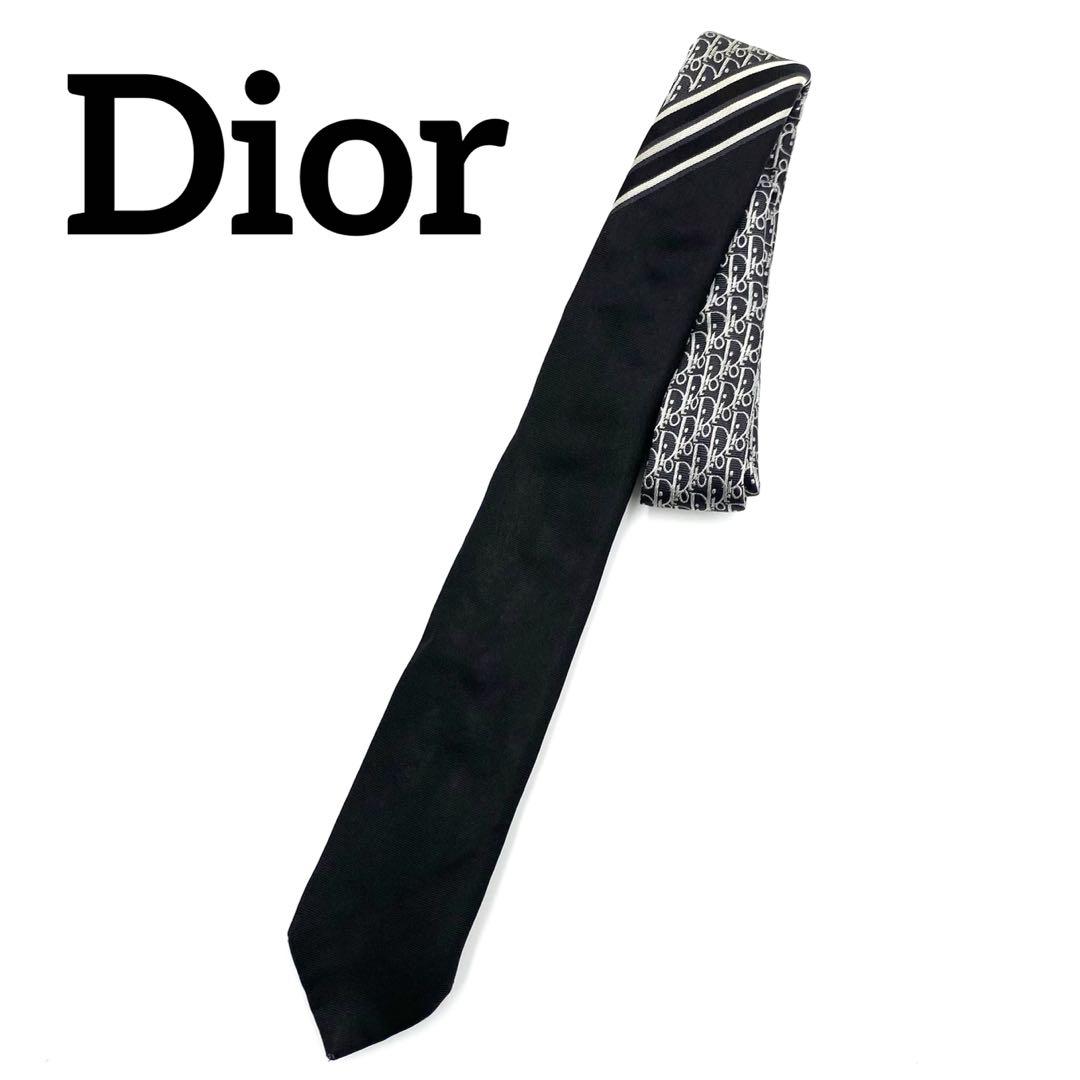 良品 Dior トロッター オブリーク ナロー ネクタイ シルク ビジネス 現行
