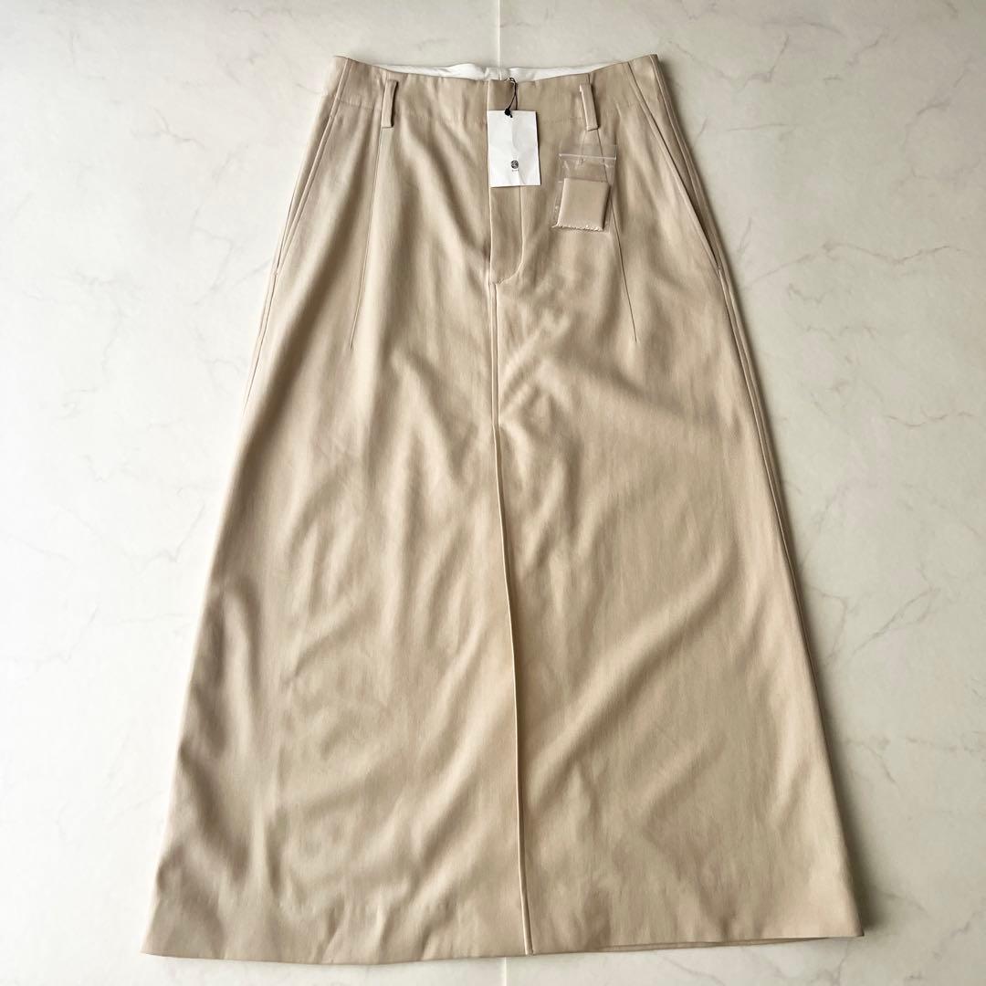 未使用品 ブラミンク ロングトラペーズスカート ベージュ ウール シルク 38 未使用品 ブラミンク ロングトラペーズスカート ベージュ ウール シルク 38
