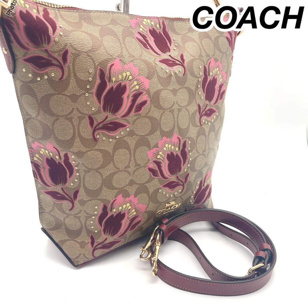 【極美品✨】COACH シグネチャー フラワー2WAYショルダーバッグ PVC
