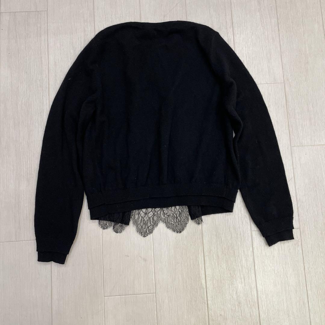 ルールロジェット カシミヤ100%ビジューボタン丸首 ニット