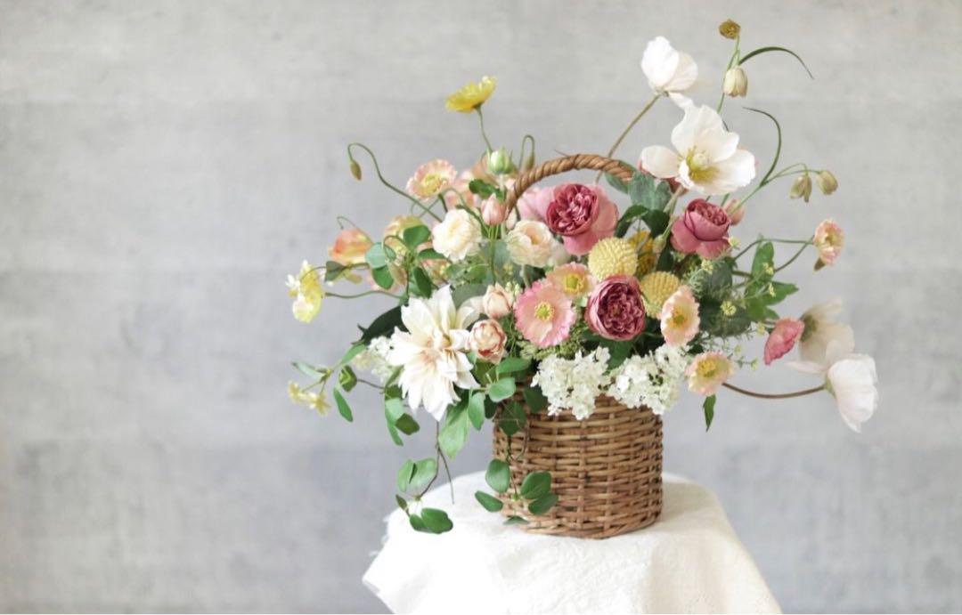 アーティフィシャルフラワー ブーケ 結婚式 バスケット バスケットブーケ 画像2