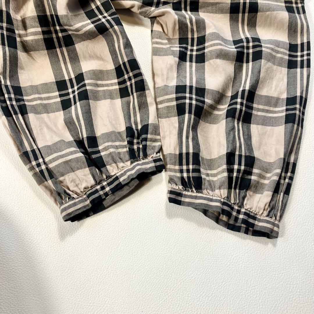 美品✨マイストラーダ　ロング　シャツワンピース　チェック　 ウエストゴム　リボン
