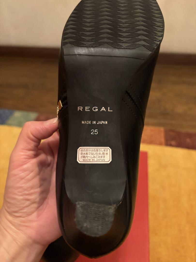 REGAL 黒 レザー ショートブーティジッパー付き 25cm