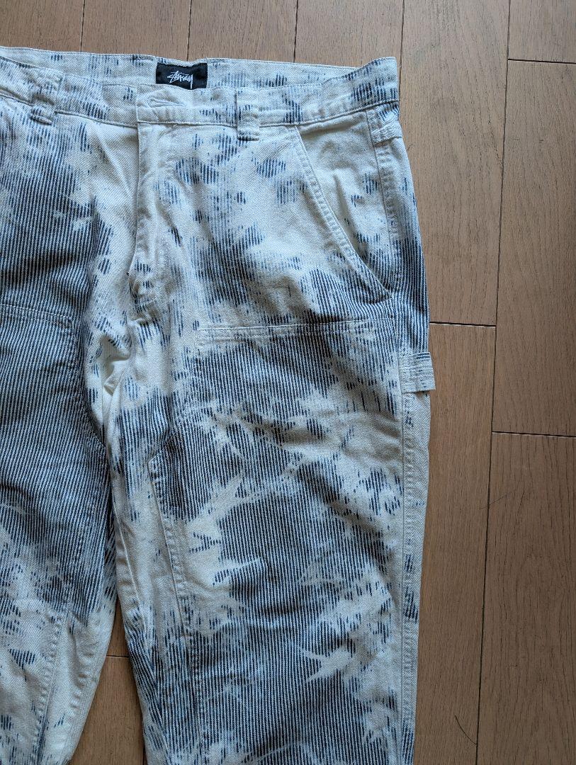 stussy ステューシーw32 タイダイ柄 ヒッコリー系 ダブルニーペインター