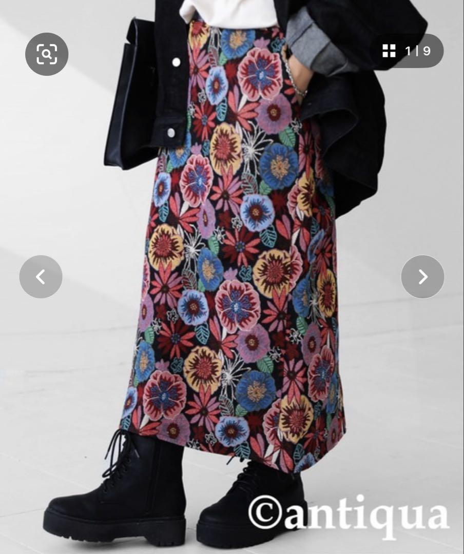 【極美品】✨️antiqua✨️花柄ジャガードスカート《完売品》
