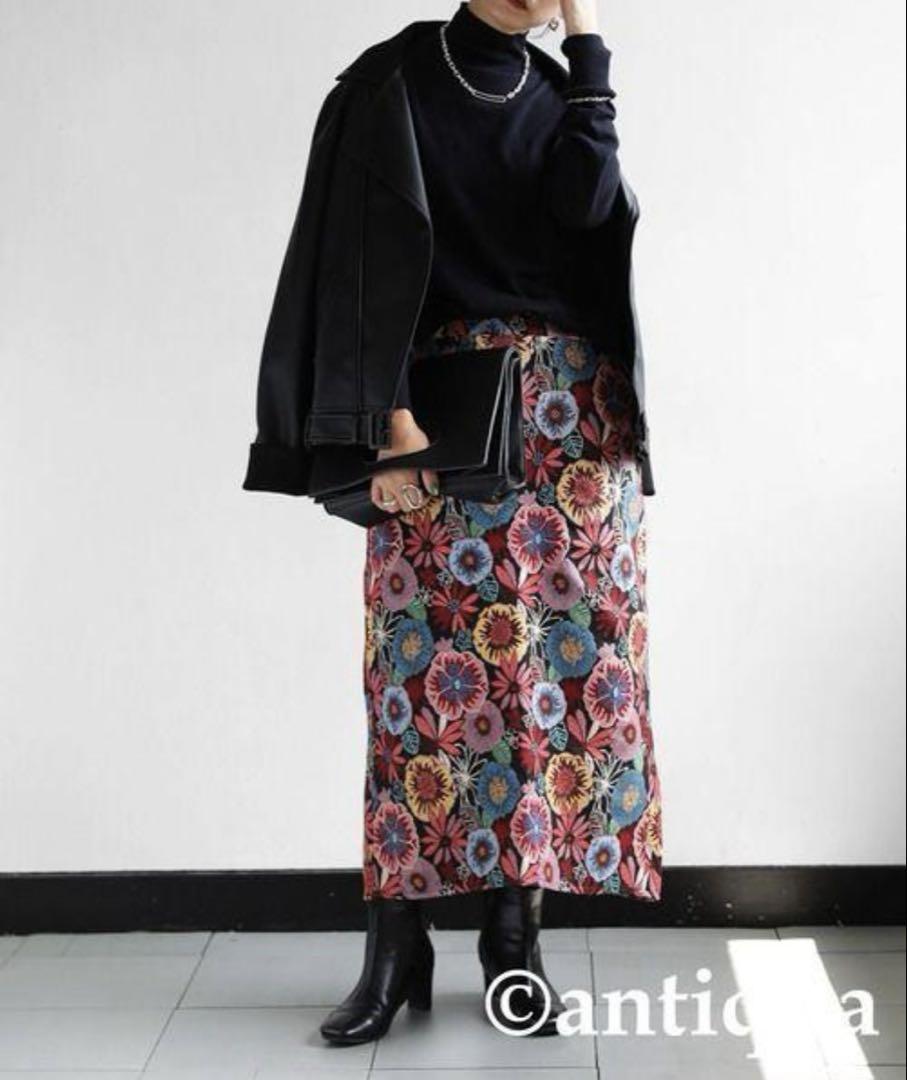 【極美品】✨️antiqua✨️花柄ジャガードスカート《完売品》