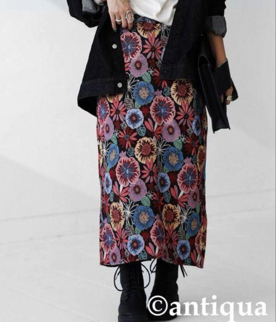 【極美品】✨️antiqua✨️花柄ジャガードスカート《完売品》