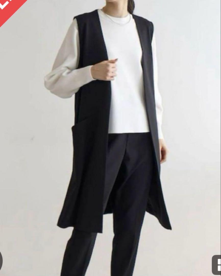 美品　UNFILO アンフィーロ ロングジレ ロングベスト M ネイビー