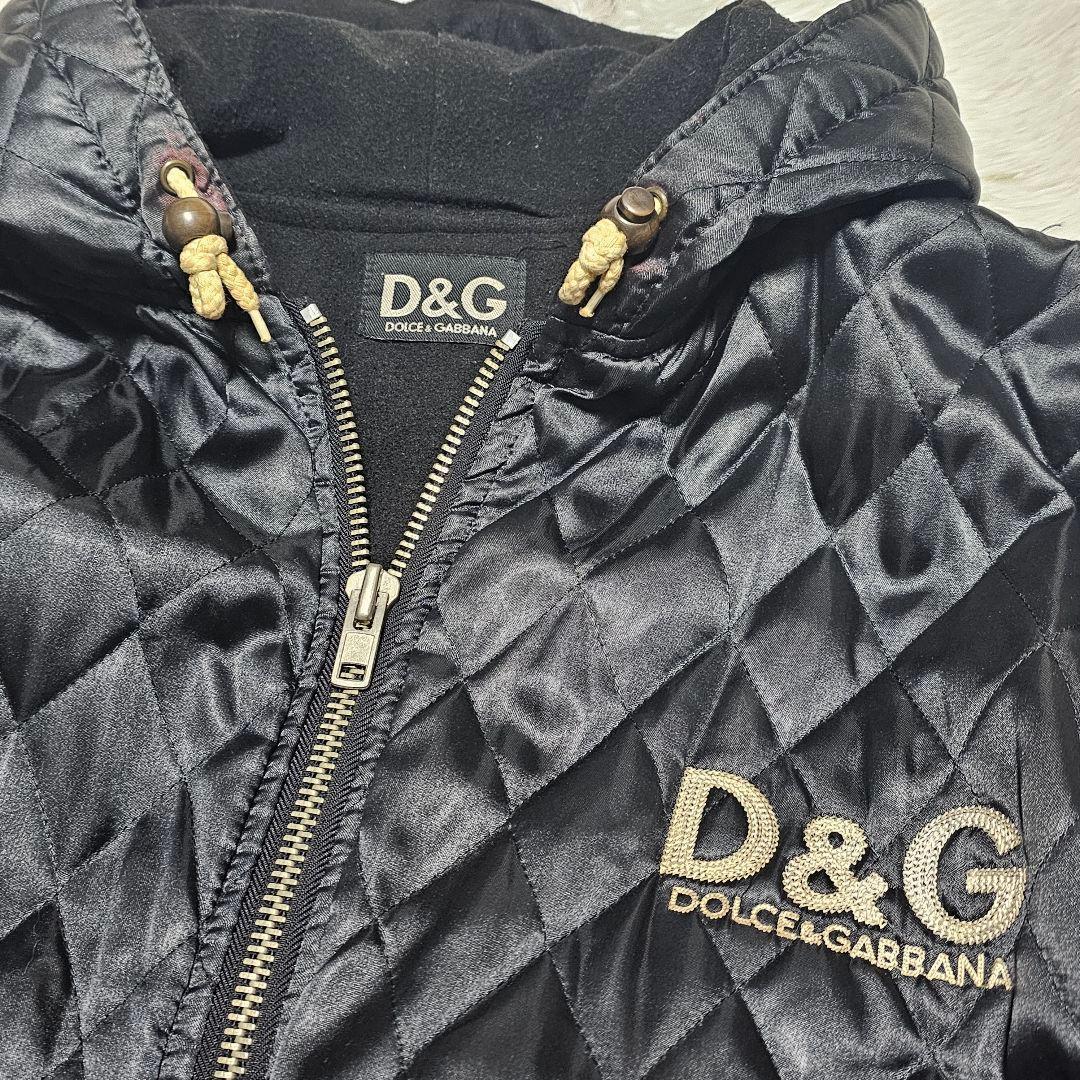 ドルチェ&ガッバーナ 90s キルティングジャケット 黒 フード ジップアップ ドルチェ&ガッバーナ 90s キルティングジャケット 黒 フード ジップアップ