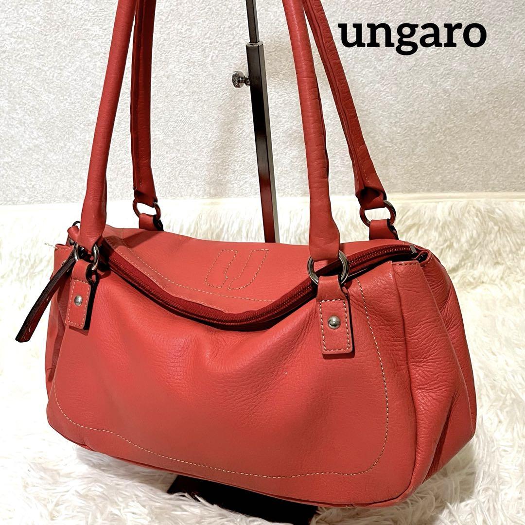 Ungaro ピンク ハンドバッグ ウンガロ ungaro ハンドバッグ レザー 肩がけ 手提げ サーモン