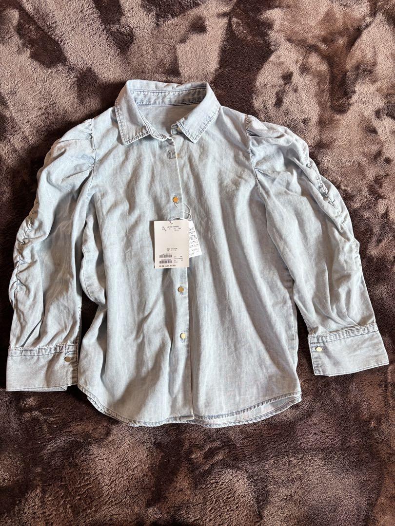 La boutique BonBonラブティックボンボン デニムパワショルシャツ