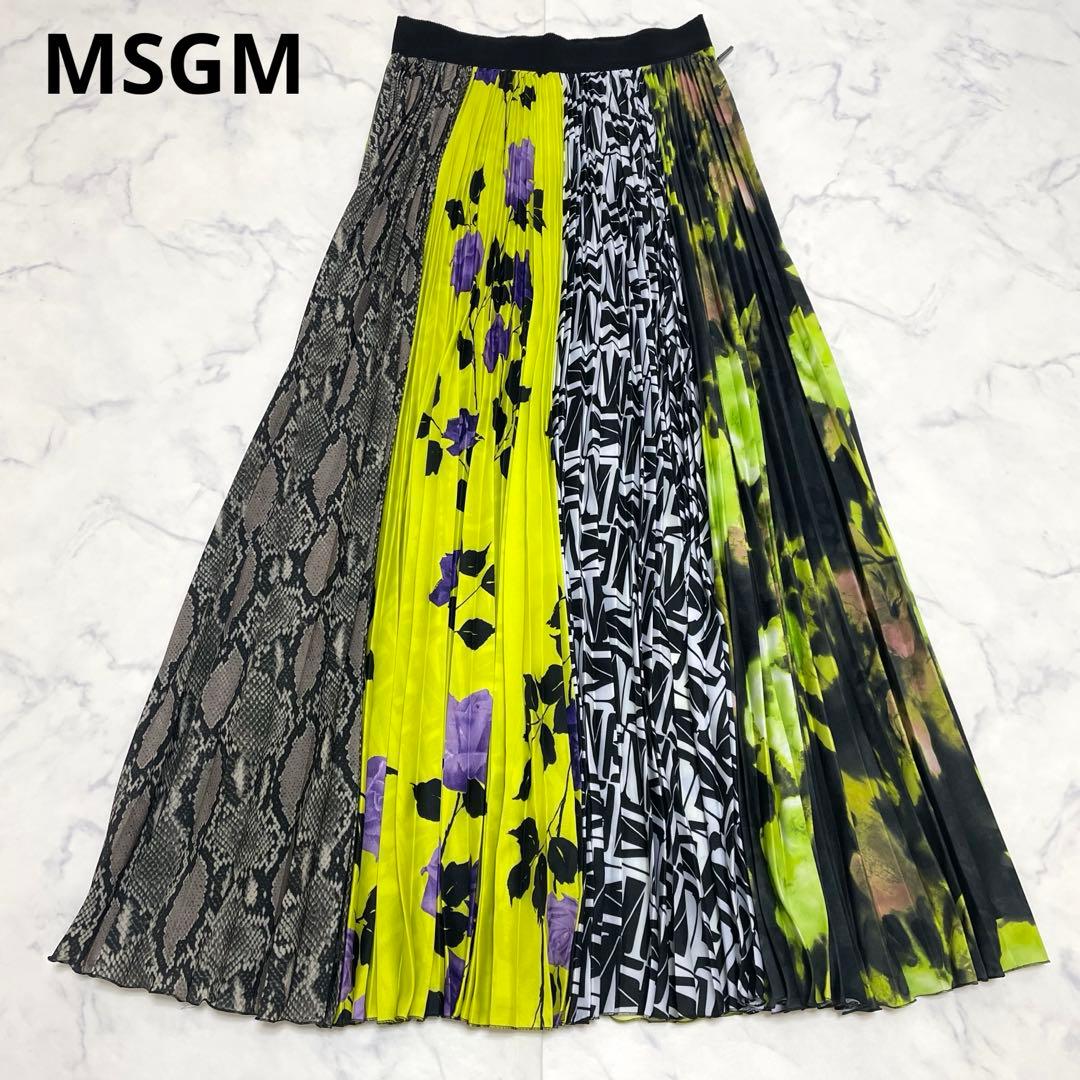 MSGM ミックスプリントプリーツスカート イタリア製 38 指原莉乃着用M MSGM