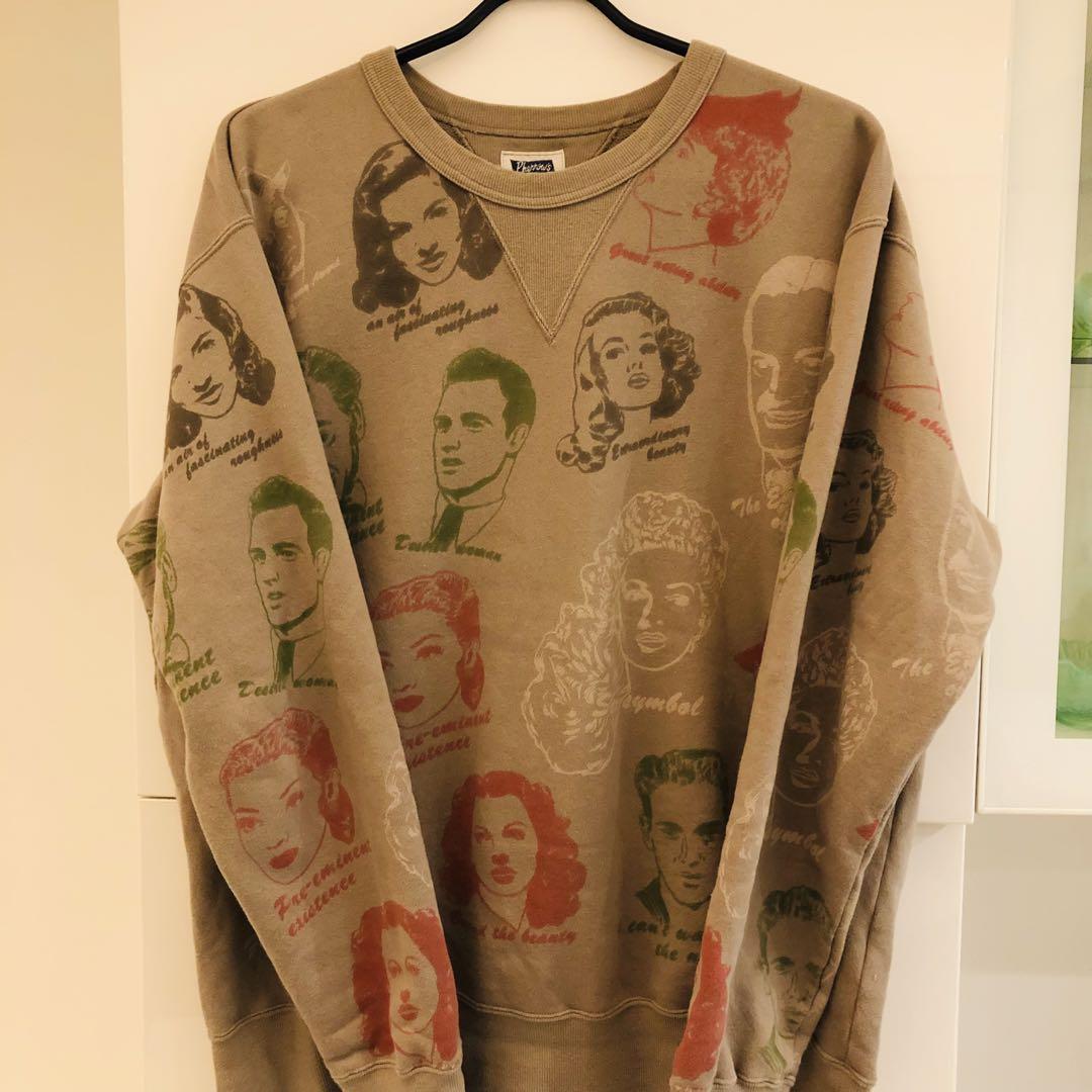 pherrow's crewneck sweat mocha XL 両V 総柄