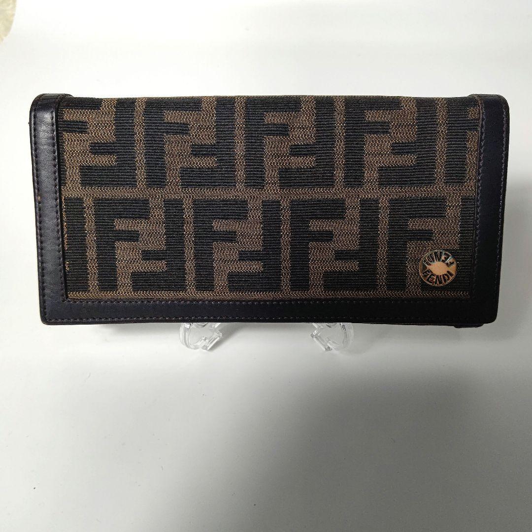 【美品✨】FENDI　フェンディ　長財布　ズッカ柄　キャンバスレザー　箱付き