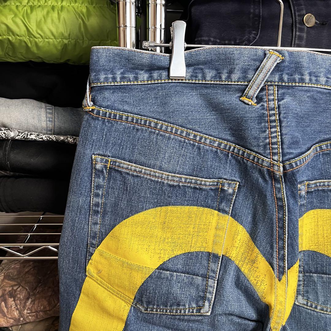 サイズ36 Evisu エヴィス ハーフパンツ 2001 大黒 黄色 ブルー