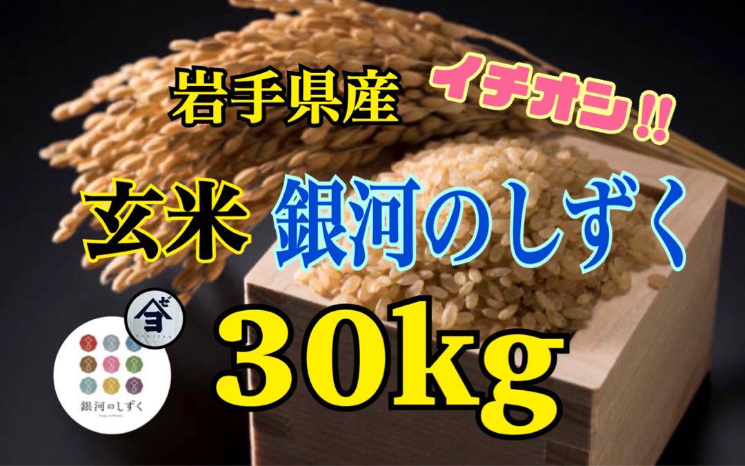 お米　玄米【岩手県産玄米銀河のしずく30kg】 6年連続特A！