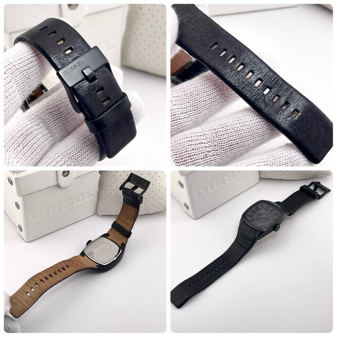 【稼働】ディーゼル 3針 腕時計 メンズ 新品電池 付属品◎ オールブラック 黒