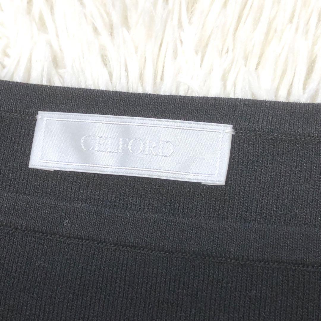 CELFORD セルフォード ケープ付きドッキングニットワンピース 38ブラック