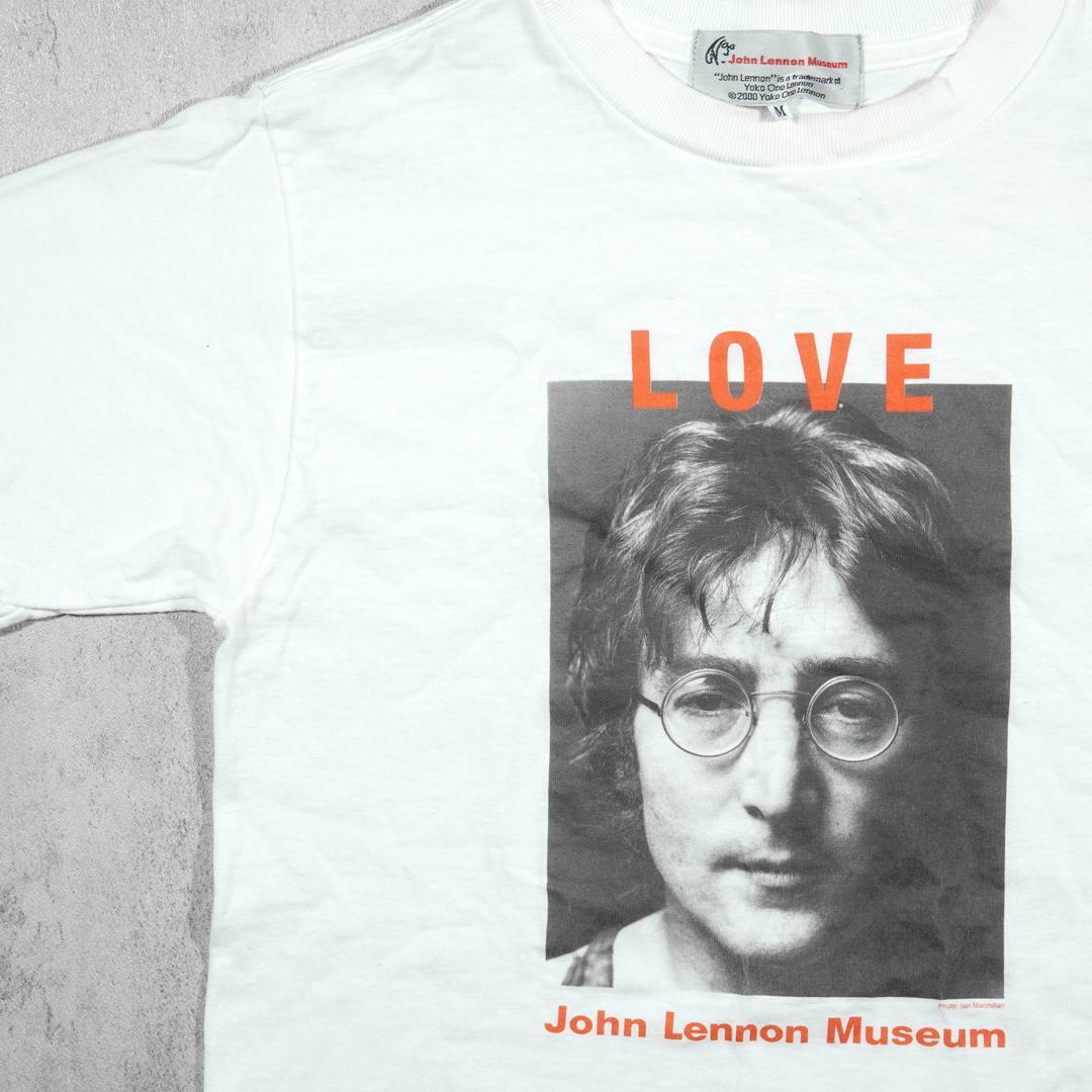 【希少】ジョン・レノン ミュージアム公式品 メッセージTシャツ 　Mサイズ ジョン・レノン・ミュージアム スーベニアTシャツ ビートルズ