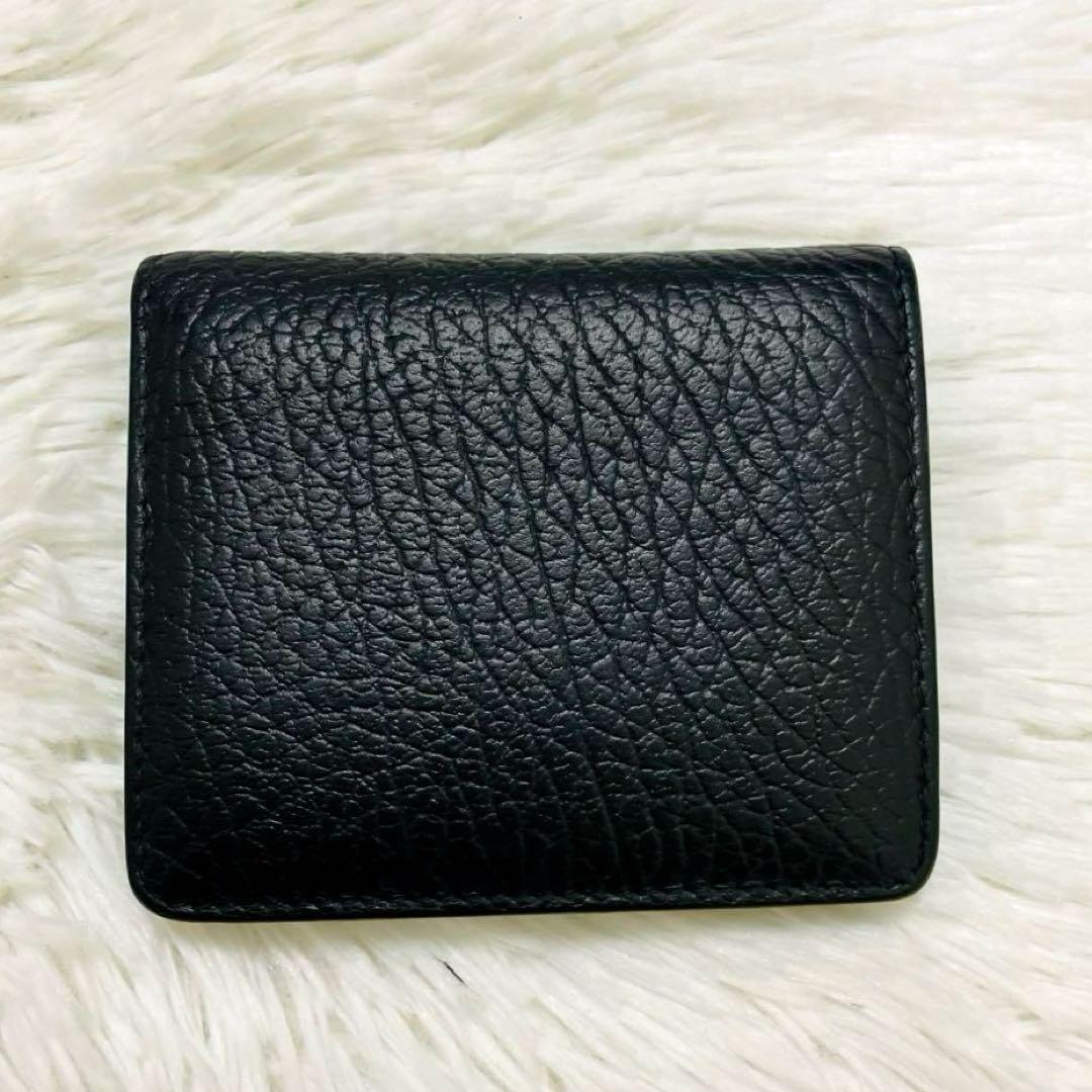 極美✨付属完備✨マルジェラ 二つ折り 財布 レザー 4ステッチ ブラック シボ革