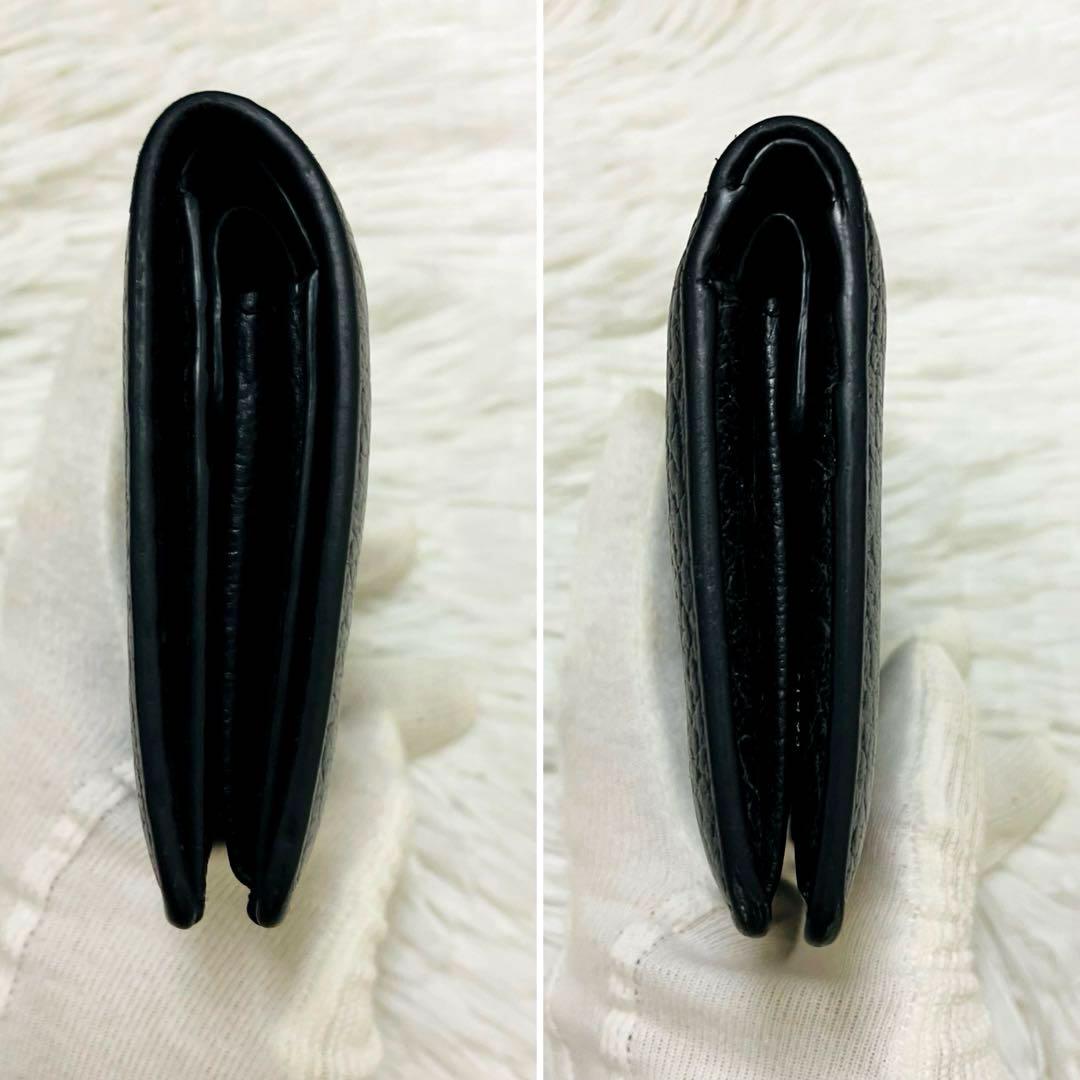 極美✨付属完備✨マルジェラ 二つ折り 財布 レザー 4ステッチ ブラック シボ革