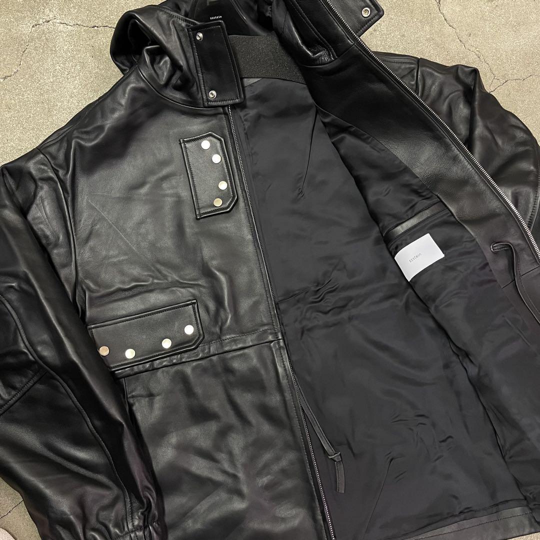 ジャケット・アウター ssstein SHEEP LEATHER HOODED ZIP JACKET