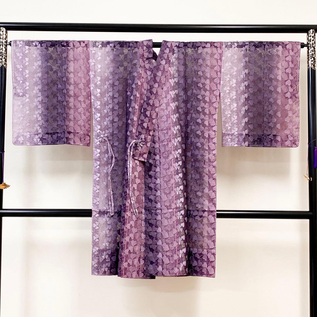 シルクオーガンジー 夏道中着 未使用品 正絹 夏着物 ちりよけ 和装コート