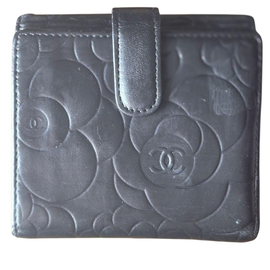 CHANEL シャネル カメリア 二つ折り財布 ココマーク CHANEL シャネル カメリアココマーク ブラック 二つ折り財布