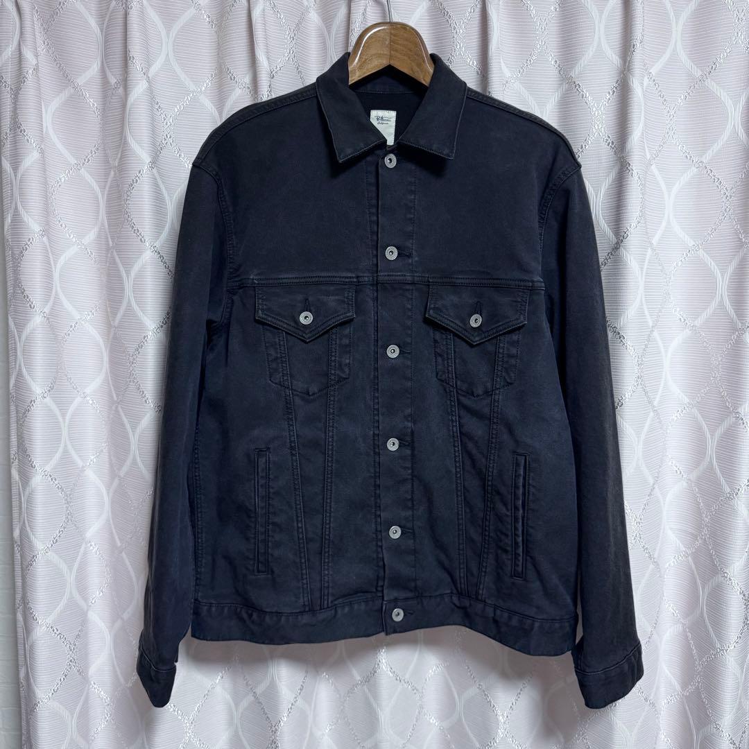 Ron Herman デニム風スウェットジャケット裏起毛L黒ウォッシュ加工