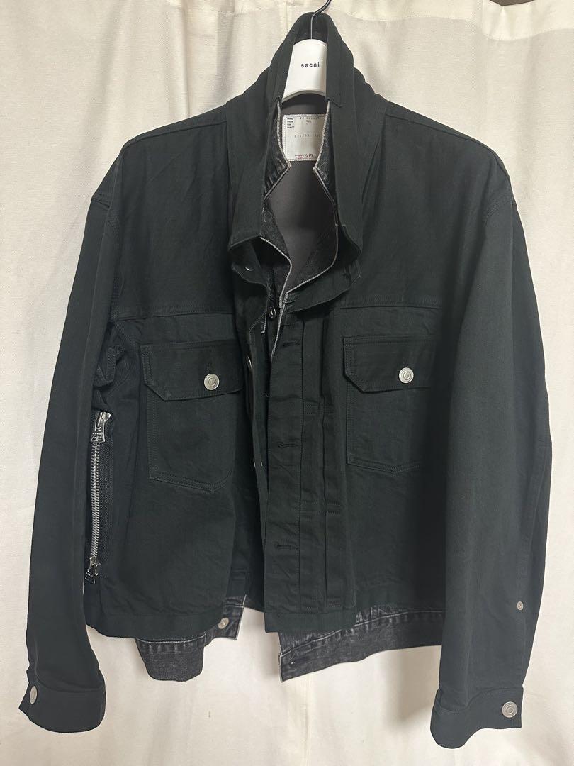 入荷中 sacai 20ss レイヤード デニムジャケット ブラック黒 【size1】 ジャケット・アウター