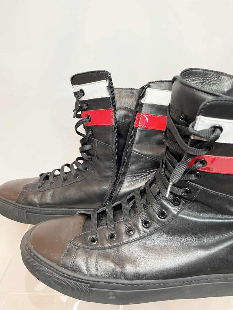 Raf Simons 16AWソフトレザーナローブーツ2 ストライプス*希少*