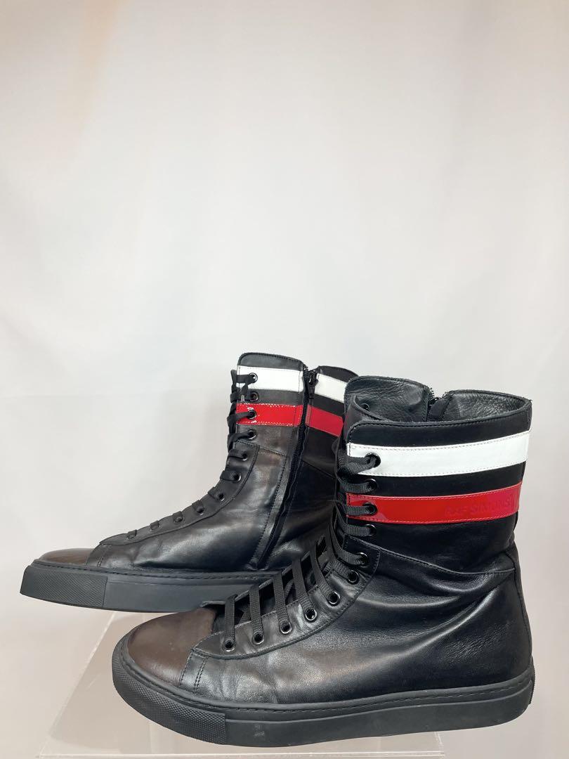 Raf Simons 16AWソフトレザーナローブーツ2 ストライプス*希少*