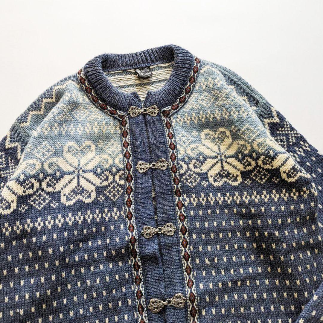 DALE OF NORWAY　チロリアンニット　ネイビー水色　XL