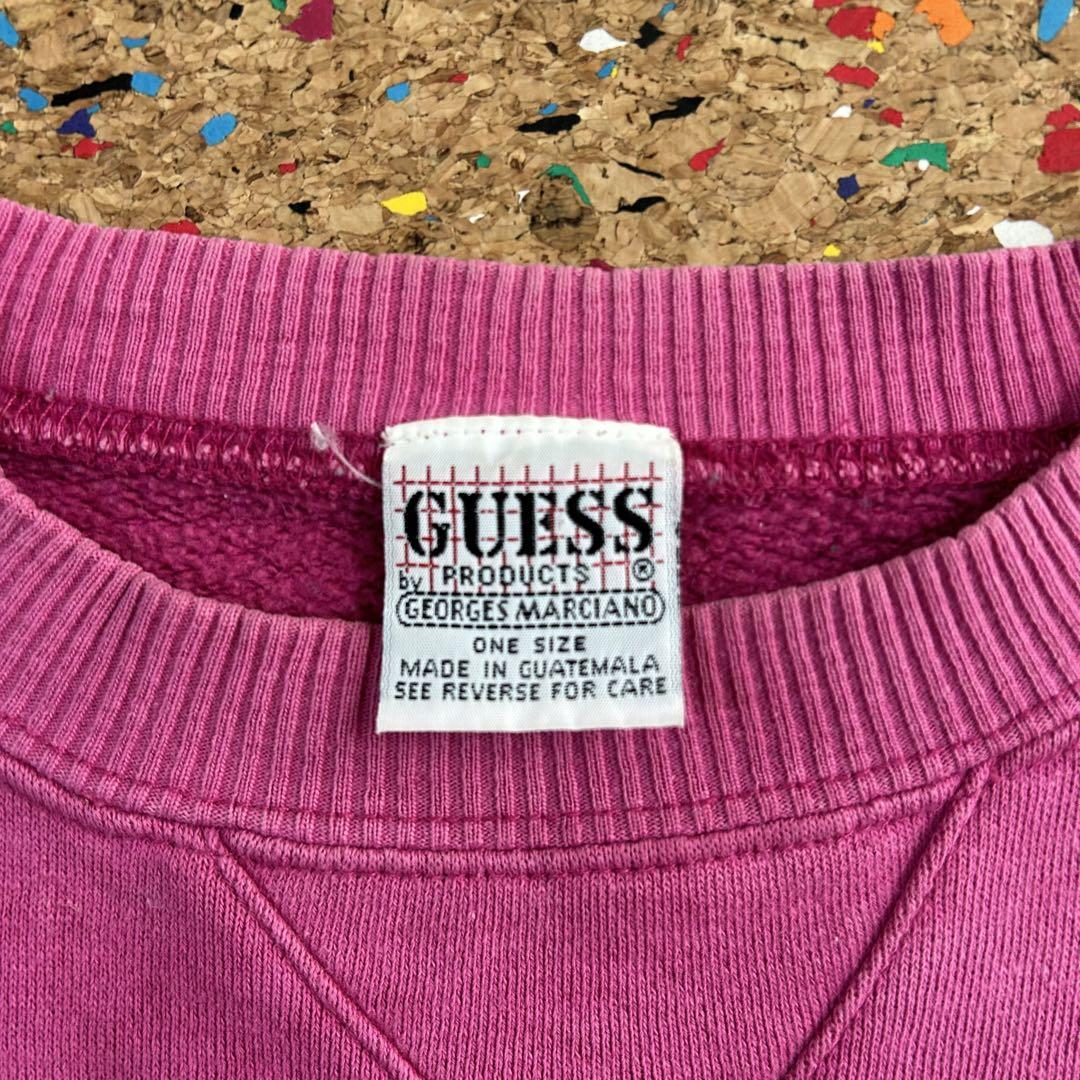 90s GUESS スウェットトレーナー　刺繍ロゴ