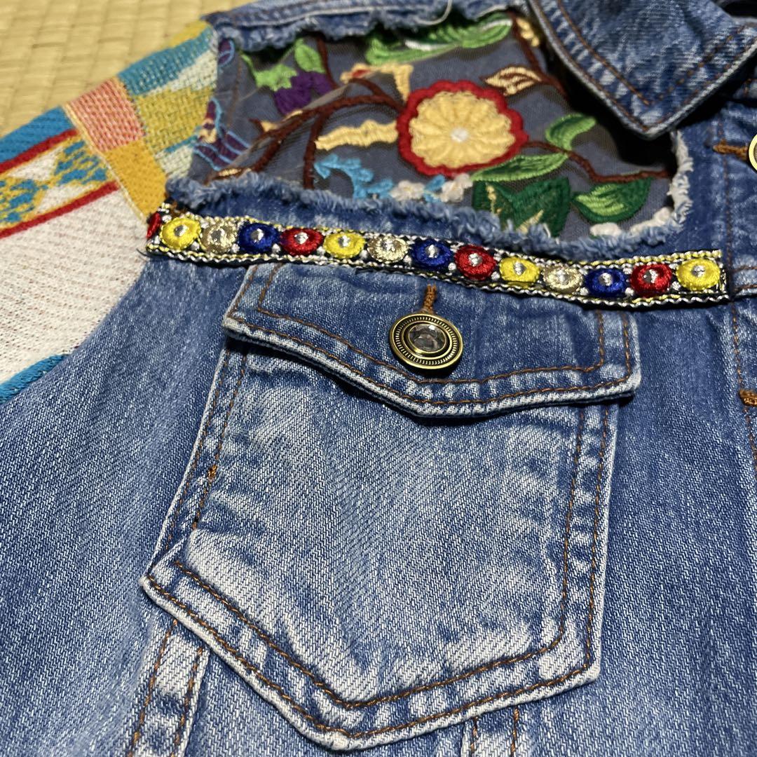 Desigual デニムジャケット gジャン ブルー 長袖 刺繍レース 46