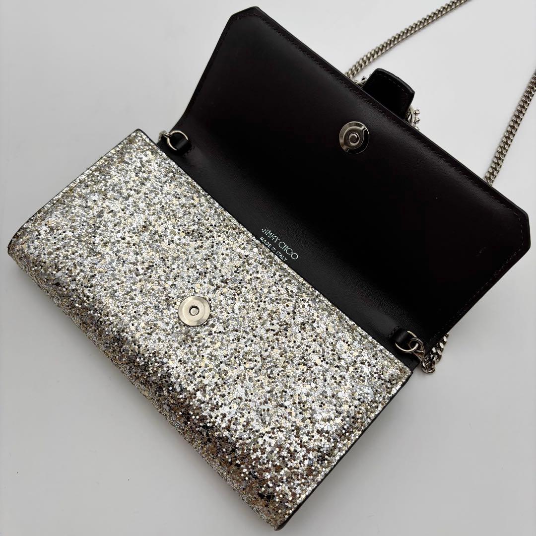 新品未使用 ジミーチュウ グリッター チェーンウォレット ショルダーバッグ
