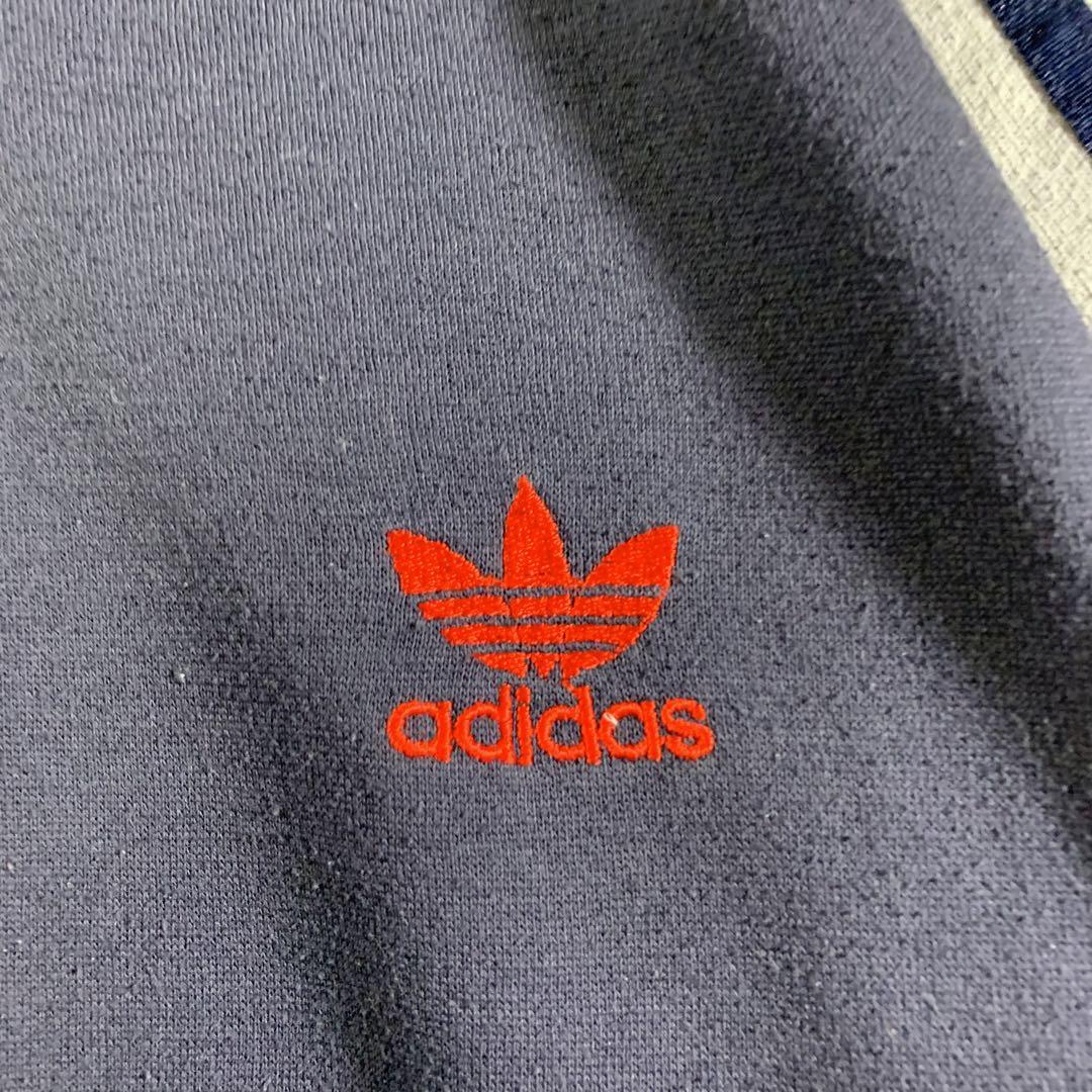 80's　adidas　スナップトレーナー　サイズM　ネイビー
