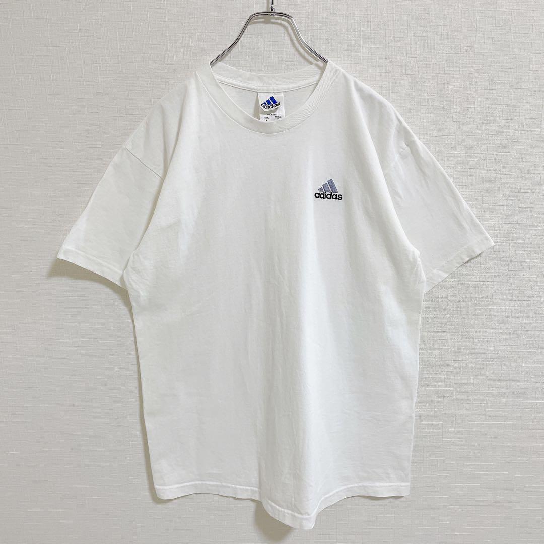 adidas◎90s USA製 ワンポイント 刺繍ロゴ 半袖Tシャツ M メンズ