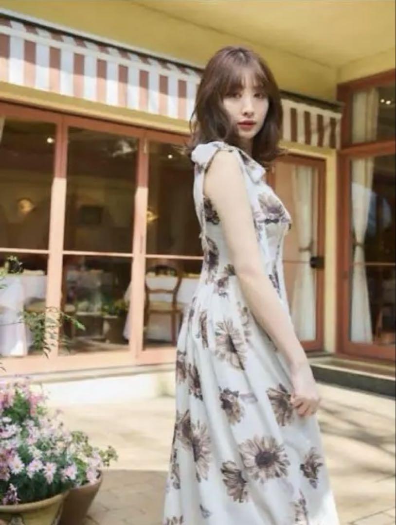 ワンピース Her lip to Sunflower-Printed Midi Dress