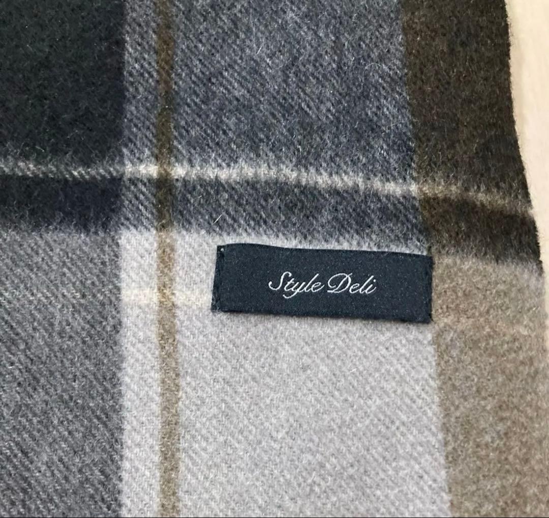 【LUXE】チェック柄カシミヤストール ブラウンミックス 【LUXE】チェック柄カシミヤストール ブラウンミックス