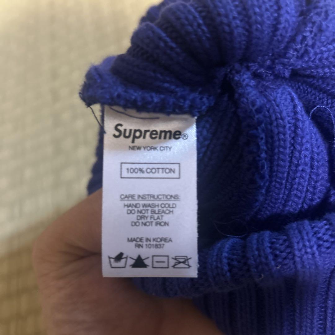 Supreme 青 ビーニー 100%コットン