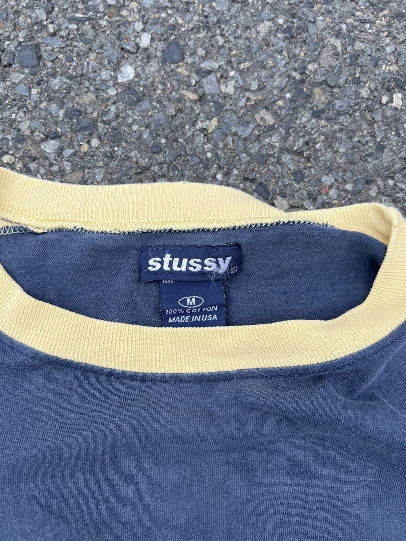 【希少】old stussy tシャツ 紺タグ y2k 刺繍ロゴ usa製