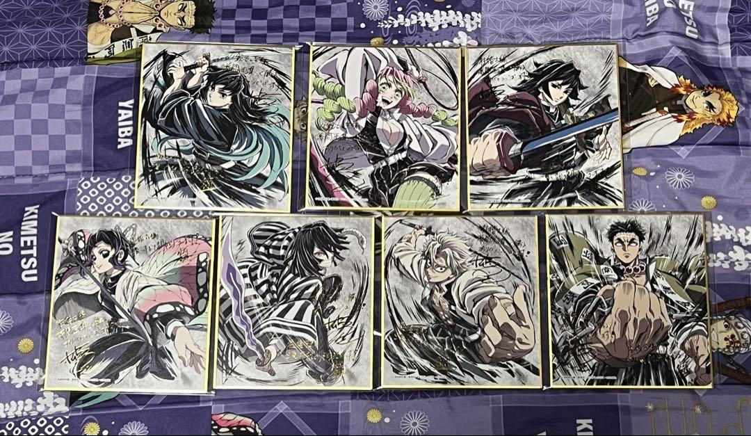 鬼滅の刃 幕間画集表紙イラストデザイン箔押しミニ色紙 全7種コンプリートセット