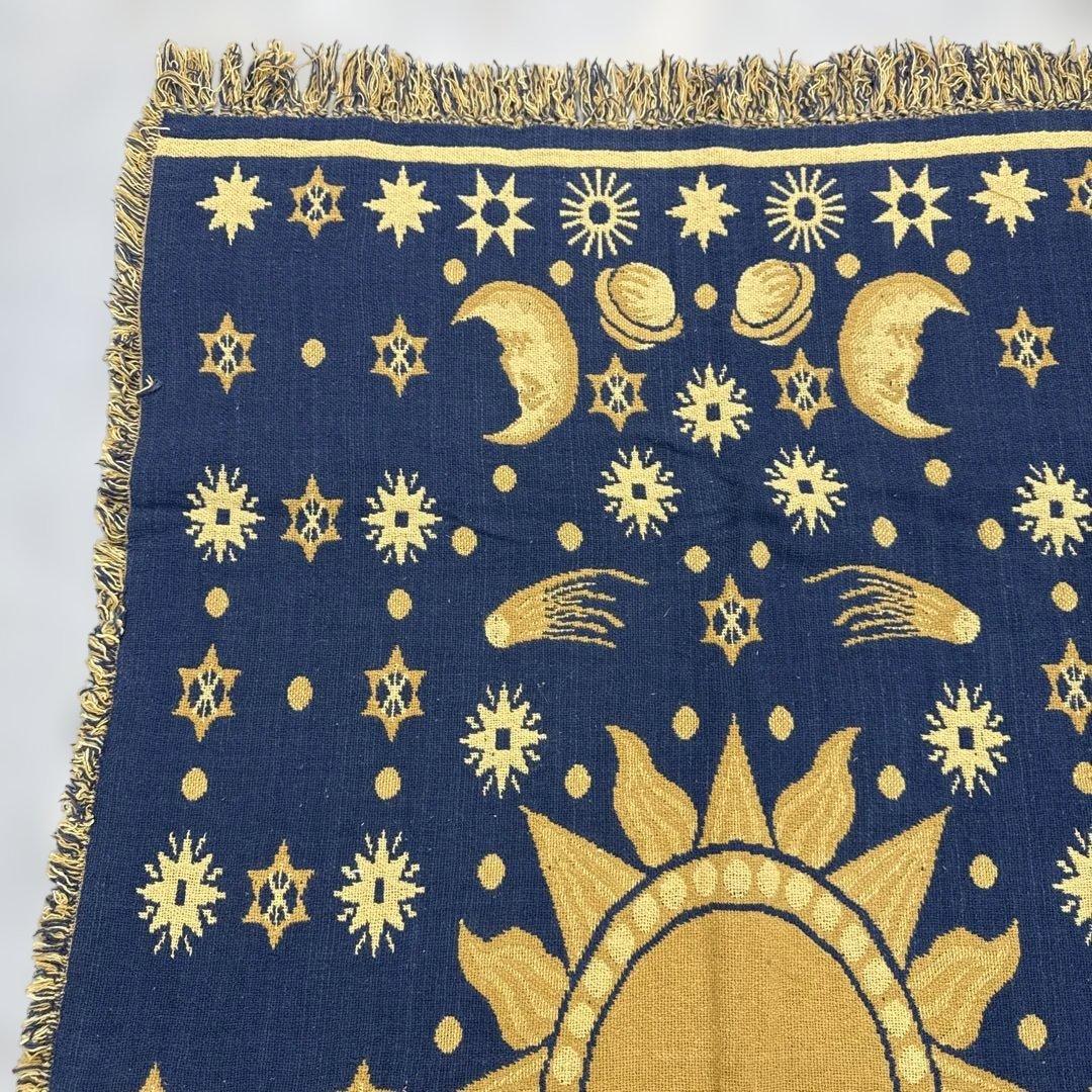 太陽　月　宇宙　マルチカバー　ソファーカバー　ヴィンテージラグ　186x109