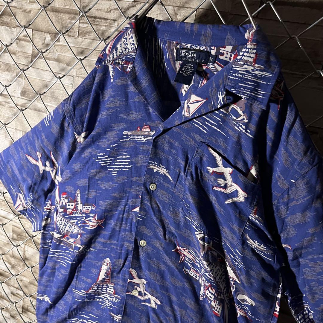 【好デザイン】ポロバイラルフローレン　アロハ　カモメ柄　90s 美品